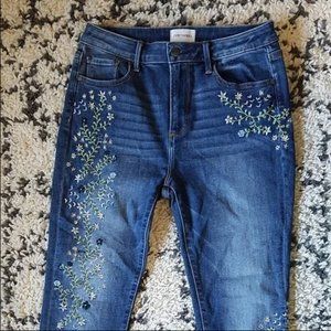 SUNDANCE DRIFTWOOD JACKIE HIGH RISE BLUEBERRY BLOSSOM EMBROIDERED JEANS NWOT